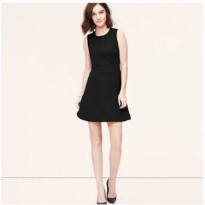 LOFT new black dress w/leather shoulder detail